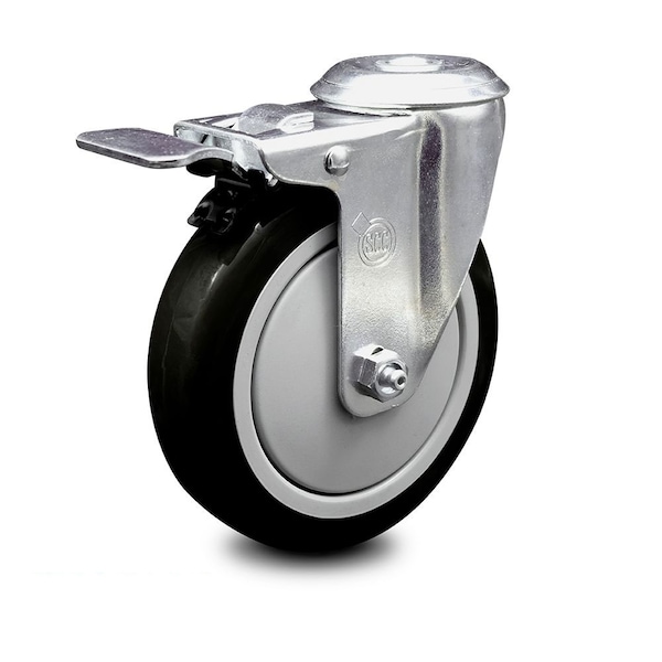 5 Inch Black Polyurethane Wheel Bolt Hole Caster with Total Lock Brake SCC
